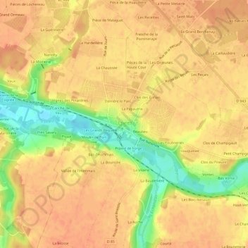 Mapa topográfico Le Bourg, altitude, relevo