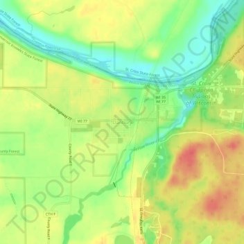 Mapa topográfico Danbury, altitude, relevo