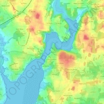 Mapa topográfico Tal ar Mor, altitude, relevo