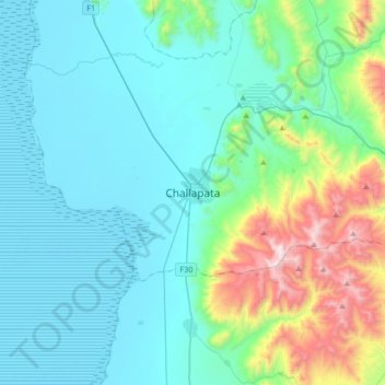 Mapa topográfico Challapata, altitude, relevo