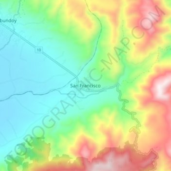 Mapa topográfico San Francisco, altitude, relevo