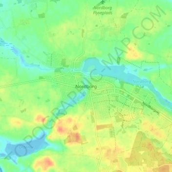 Mapa topográfico Nordborg, altitude, relevo