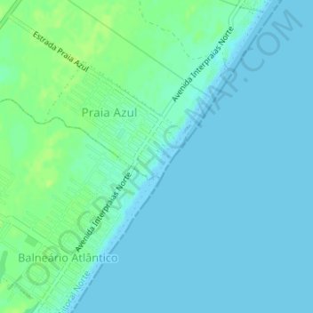 Mapa topográfico Praia Azul, altitude, relevo