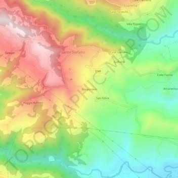 Mapa topográfico Borgonovo, altitude, relevo
