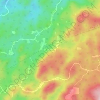 Mapa topográfico Manoyoi, altitude, relevo