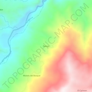 Mapa topográfico Pamas, altitude, relevo