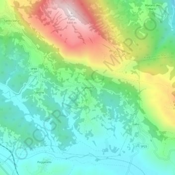 Mapa topográfico Scanzano, altitude, relevo