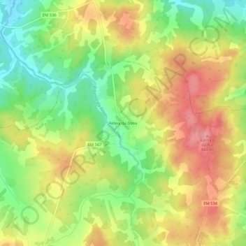 Mapa topográfico Aldeia da Dona, altitude, relevo