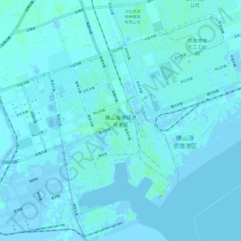 Mapa topográfico 唐山海港经济开发区, altitude, relevo