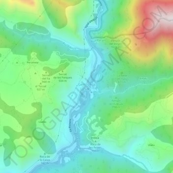 Mapa topográfico Gerri de la Sal, altitude, relevo