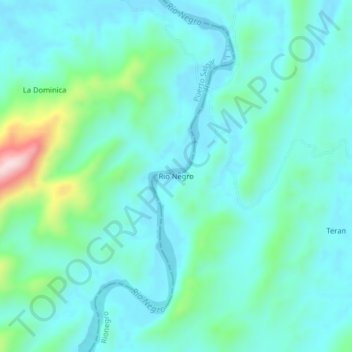 Mapa topográfico Rio Negro, altitude, relevo