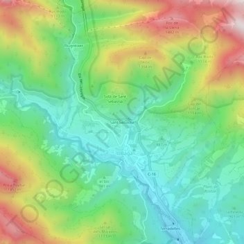 Mapa topográfico Sant Sebastià, altitude, relevo