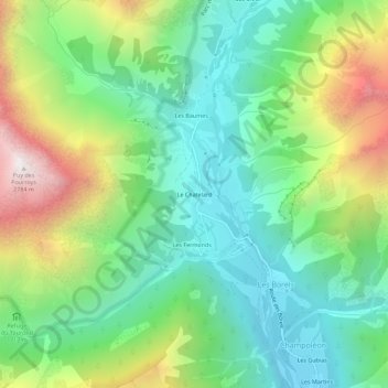 Mapa topográfico Le Chatelard, altitude, relevo