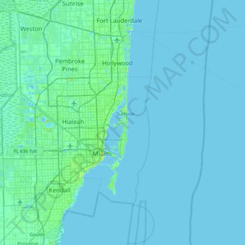 Mapa topográfico Normandy Isle, altitude, relevo