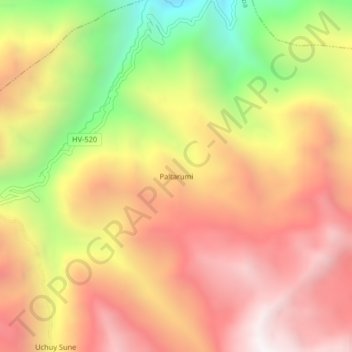 Mapa topográfico Paltarumi, altitude, relevo