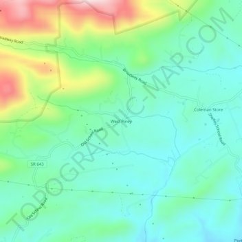 Mapa topográfico West Piney, altitude, relevo