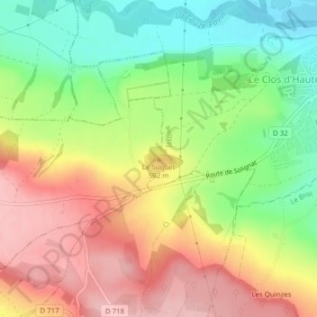 Mapa topográfico Le Suquet, altitude, relevo