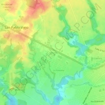 Mapa topográfico Coquito, altitude, relevo