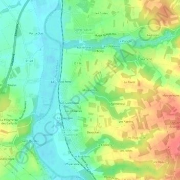Mapa topográfico Montvollant, altitude, relevo