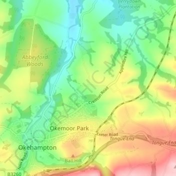 Mapa topográfico Chichacott, altitude, relevo