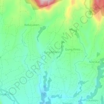 Mapa topográfico Kuta Mbelin, altitude, relevo