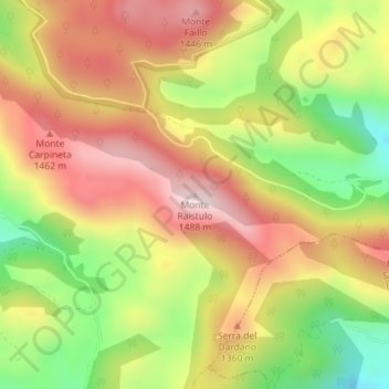Mapa topográfico Monte Raistulo, altitude, relevo