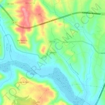 Mapa topográfico Secorio, altitude, relevo