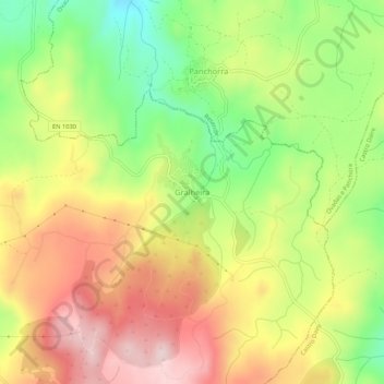 Mapa topográfico Gralheira, altitude, relevo
