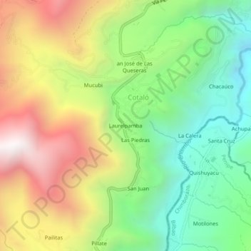 Mapa topográfico Laurelpamba, altitude, relevo