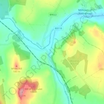 Mapa topográfico Avochie, altitude, relevo