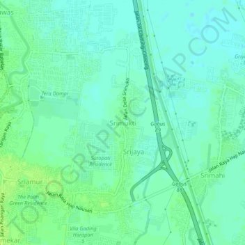 Mapa topográfico Srimukti, altitude, relevo