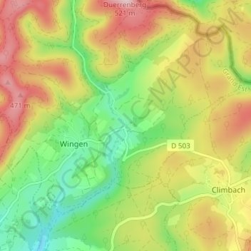 Mapa topográfico Petit Wingen, altitude, relevo