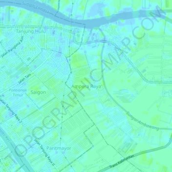 Mapa topográfico Ampera Raya, altitude, relevo