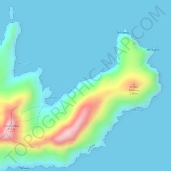 Mapa topográfico Maatea, altitude, relevo