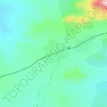 Mapa topográfico Yoko, altitude, relevo