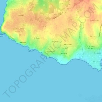 Mapa topográfico Kercambre, altitude, relevo