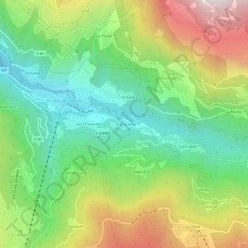 Mapa topográfico Vignotan, altitude, relevo
