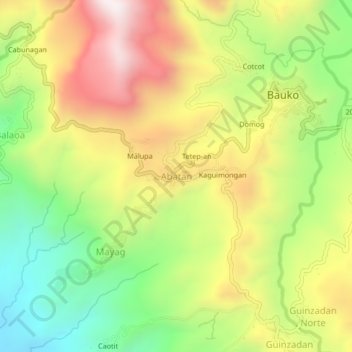 Mapa topográfico Abatan, altitude, relevo