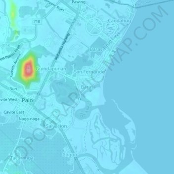Mapa topográfico Baras, altitude, relevo