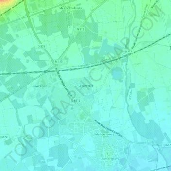 Mapa topográfico La Garrigue, altitude, relevo