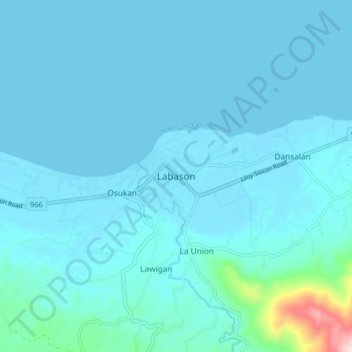 Mapa topográfico Labason, altitude, relevo