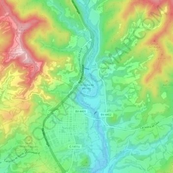 Mapa topográfico l'Ametlla de Merola, altitude, relevo