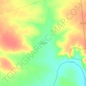 Mapa topográfico Pasarani, altitude, relevo