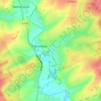 Mapa topográfico Ablington, altitude, relevo