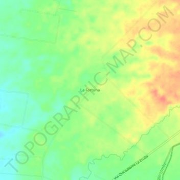 Mapa topográfico La Fortuna, altitude, relevo