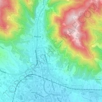 Mapa topográfico Ricciano, altitude, relevo