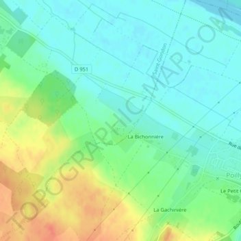 Mapa topográfico Nouan, altitude, relevo