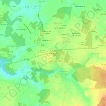 Mapa topográfico La Chênaie, altitude, relevo