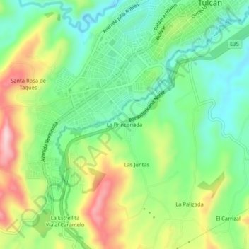 Mapa topográfico La Rinconada, altitude, relevo
