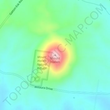 Mapa topográfico Mount Hallen, altitude, relevo